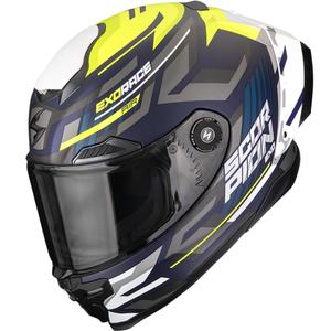 Cască integrală pentru motocicletă Scorpion EXO-RACE Air Kobra FIM2, albastru mat-galben fluo