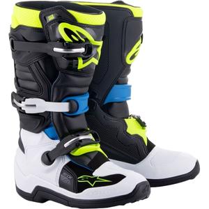 Ghete motociclete copii Alpinestars Tech 7 S negru-alb-galben fluo-albastru