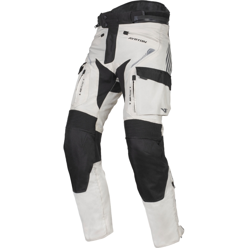 Pantaloni motocicletă Ayrton Rally II alb-negru-gri