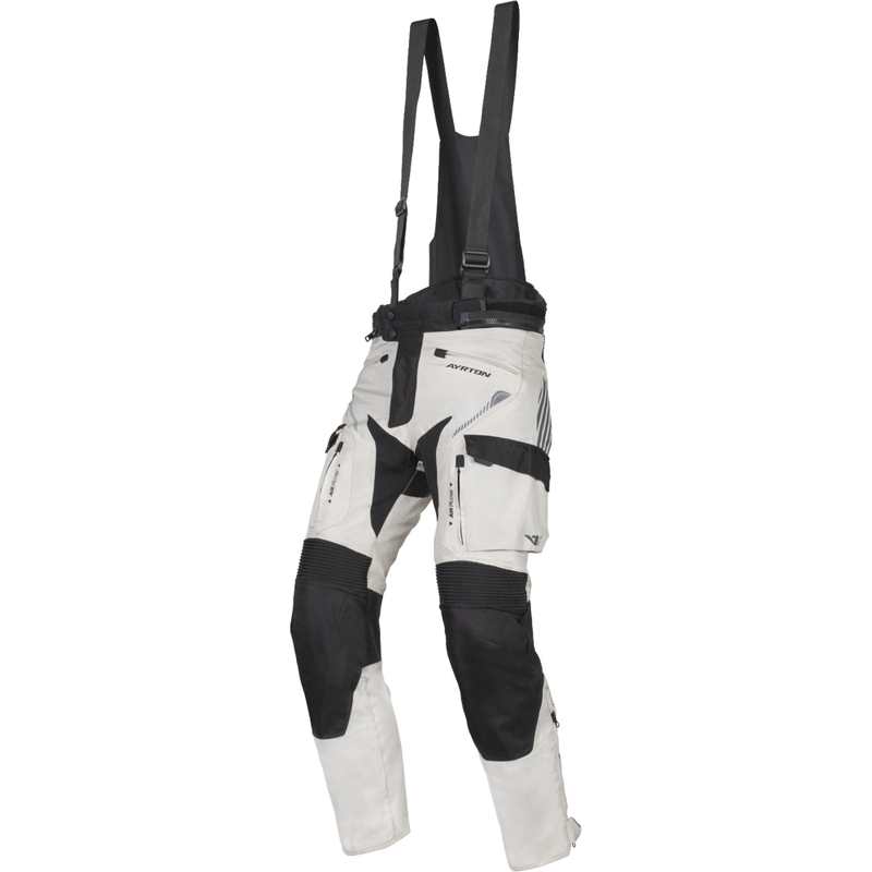 Pantaloni motocicletă Ayrton Rally II alb-negru-gri