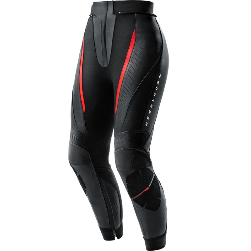 Pantaloni de motocicletă din piele pentru femei Rebelhorn Diva negru-roșu