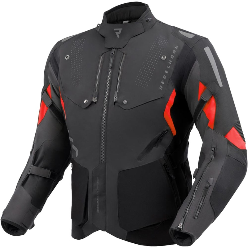 Geacă de motocicletă Rebelhorn Hiker IV negru-gri închis-roșu