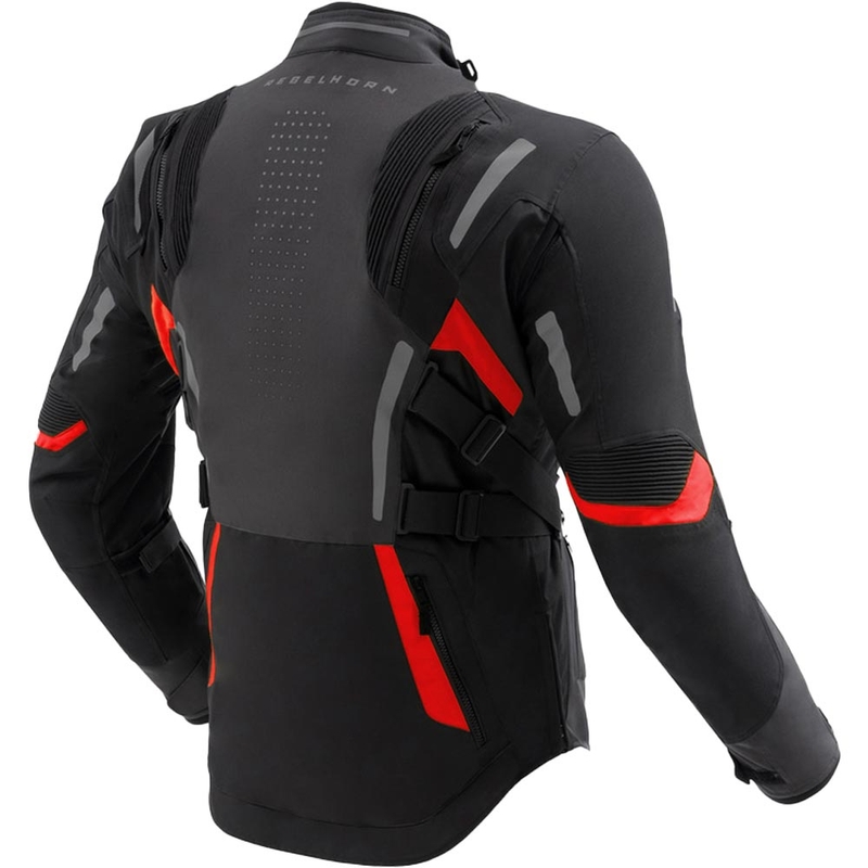Geacă de motocicletă Rebelhorn Hiker IV negru-gri închis-roșu