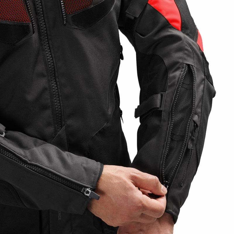 Geacă de motocicletă Rebelhorn Hiker IV negru-gri închis-roșu