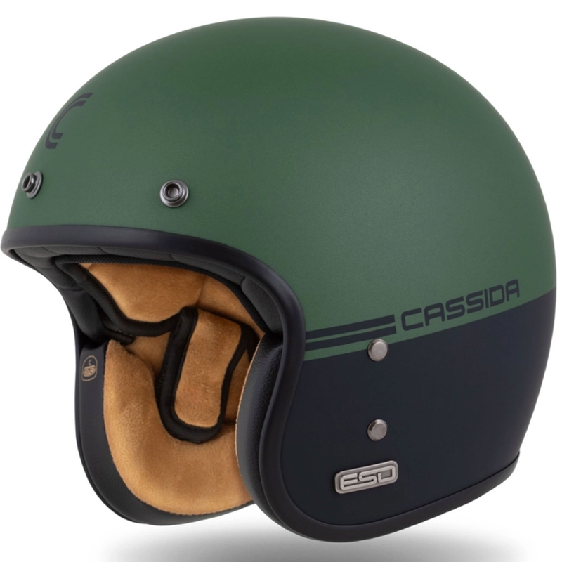 Casca deschisa Cassida Eso Super Hooligan negru mat-verde metalic