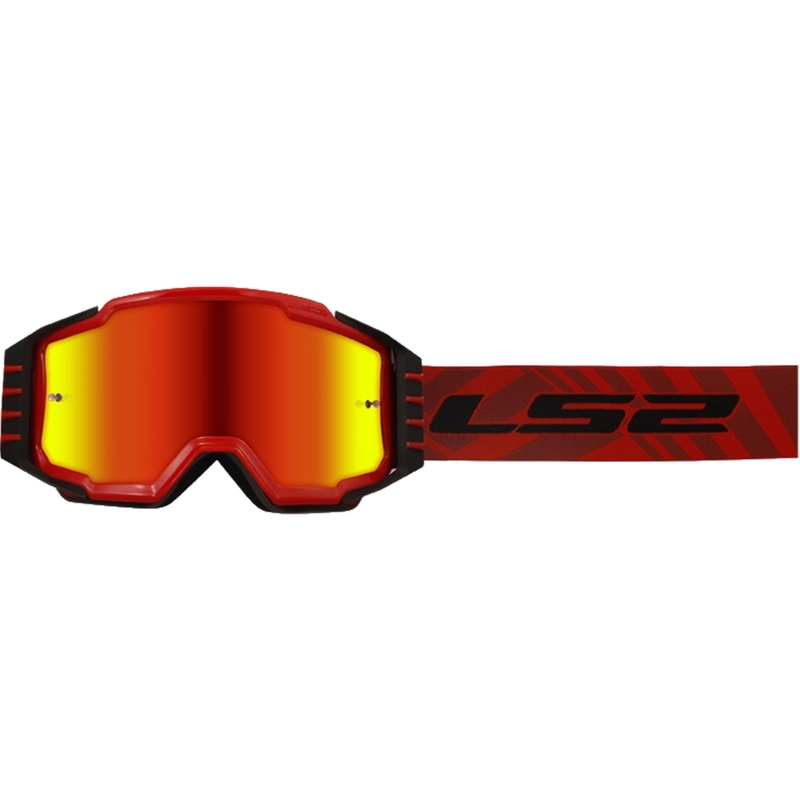 Ochelari de motocross LS2 Charger PRO roșii cu plexiglas iridiu