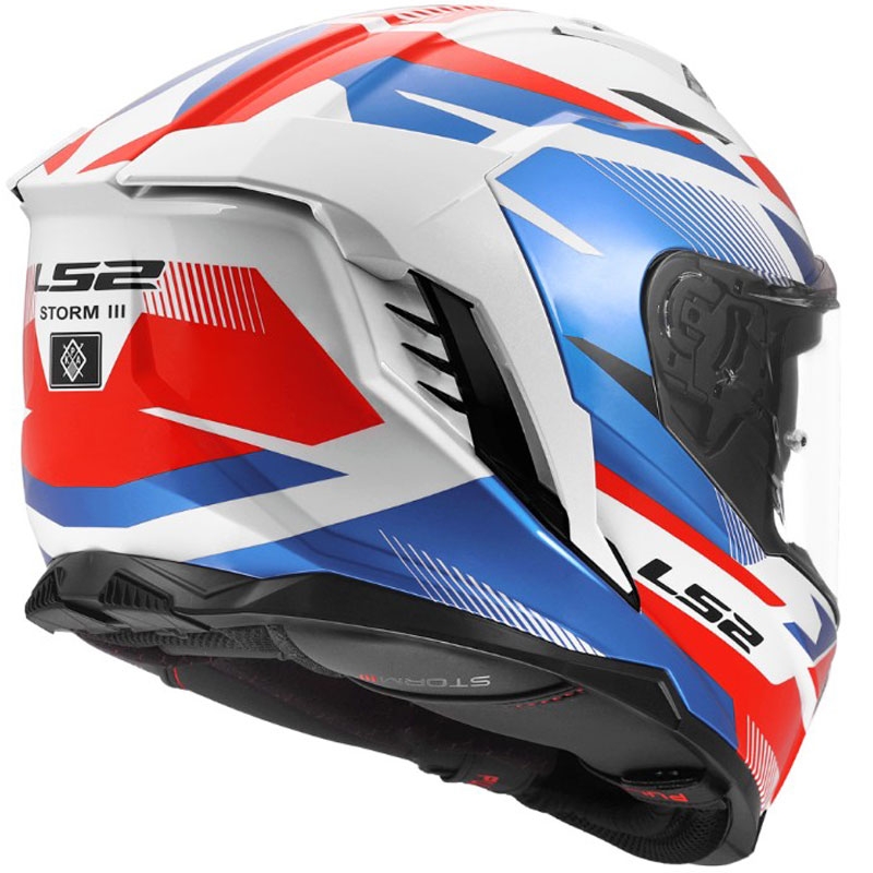 Cască integrală pentru motocicletă LS2 FF818 Storm III Komai alb-albastru-roșu lucios