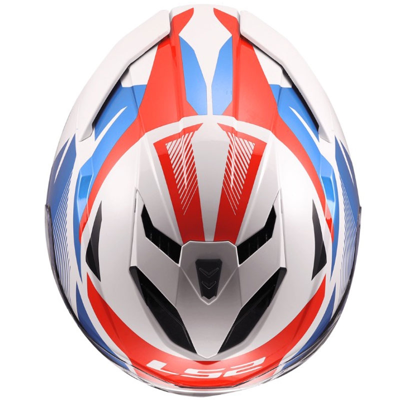 Cască integrală pentru motocicletă LS2 FF818 Storm III Komai alb-albastru-roșu lucios