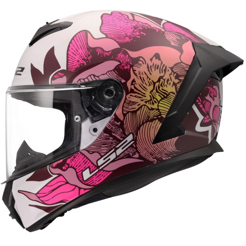 Cască integrală pentru motocicletă LS2 FF820 Rapid III Poppies II alb-roz lucios