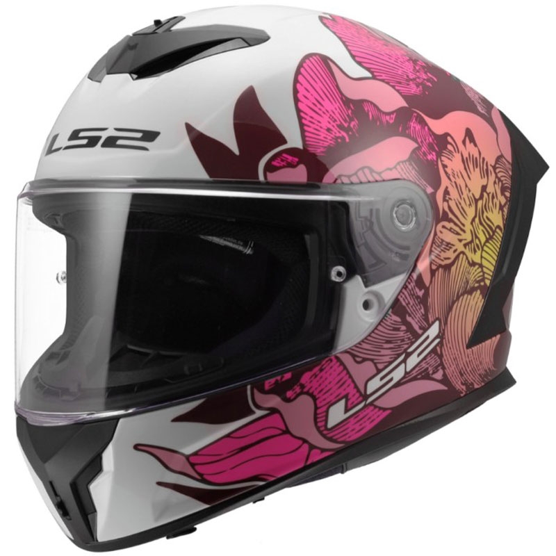 Cască integrală pentru motocicletă LS2 FF820 Rapid III Poppies II alb-roz lucios