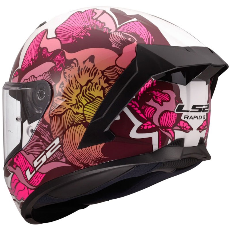 Cască integrală pentru motocicletă LS2 FF820 Rapid III Poppies II alb-roz lucios