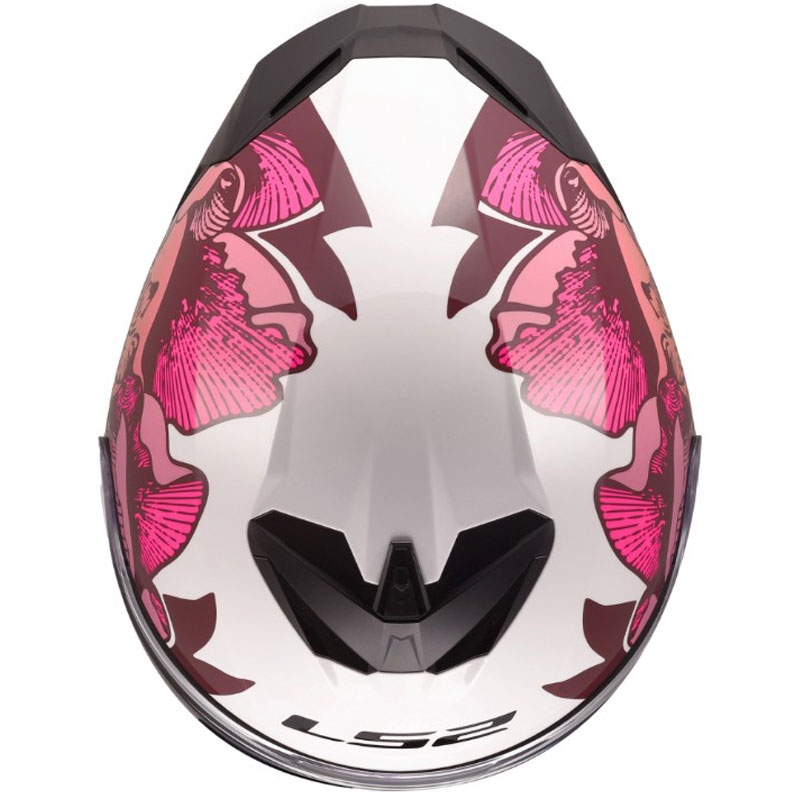 Cască integrală pentru motocicletă LS2 FF820 Rapid III Poppies II alb-roz lucios