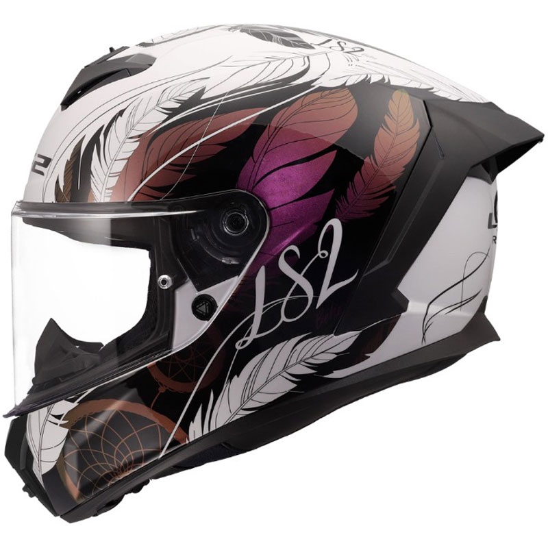 Cască integrală pentru motocicletă LS2 FF820 Rapid III Boho alb-negru-roz lucios