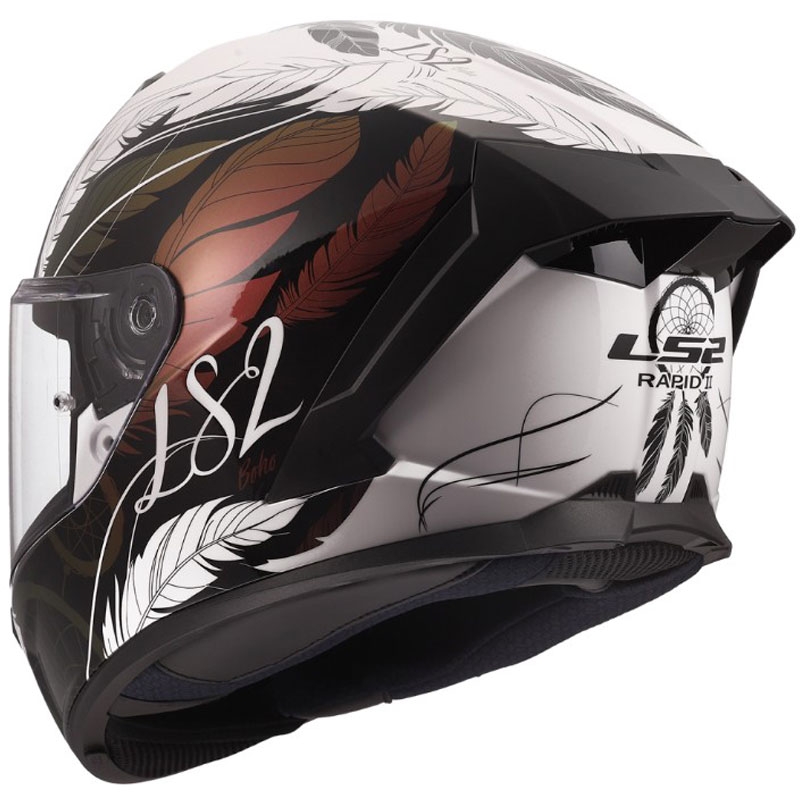 Cască integrală pentru motocicletă LS2 FF820 Rapid III Boho alb-negru-roz lucios