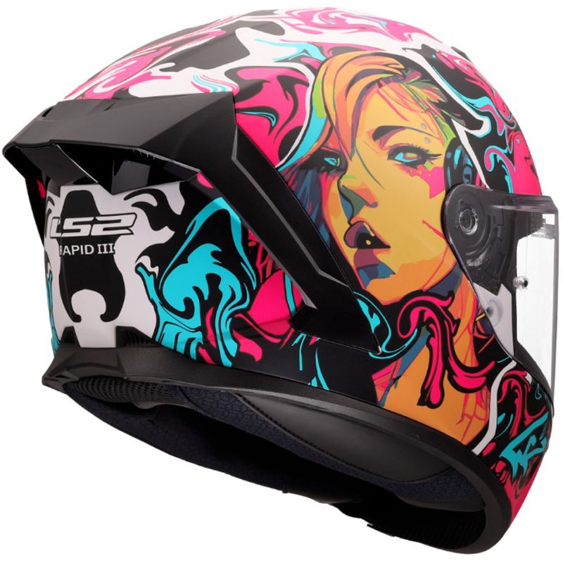 Cască integrală pentru motocicletă LS2 FF820 Rapid III Cyberg, mată violet-albastru-verde