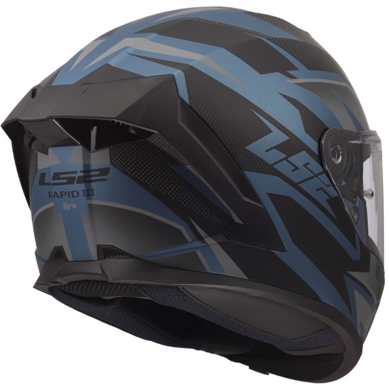 Cască integrală pentru motocicletă LS2 FF820 Rapid III Xtrem, negru mat-albastru-petrol