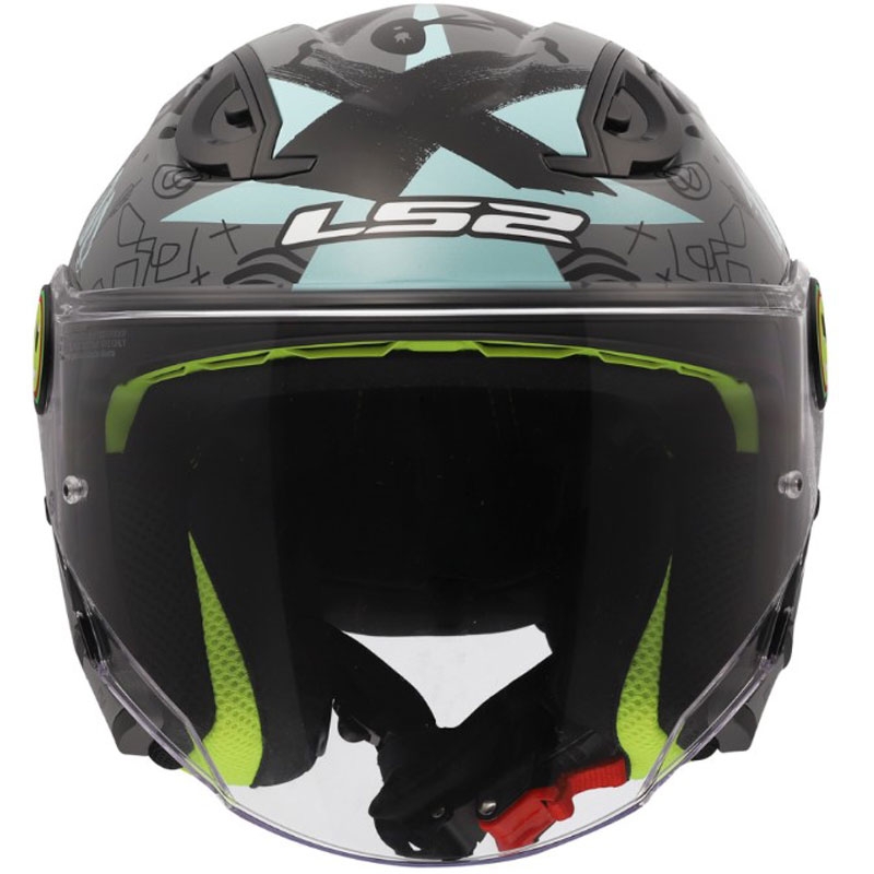Cască de motocicletă deschisă pentru copii LS2 OF622 Funny II Scribble gri-albastru lucios