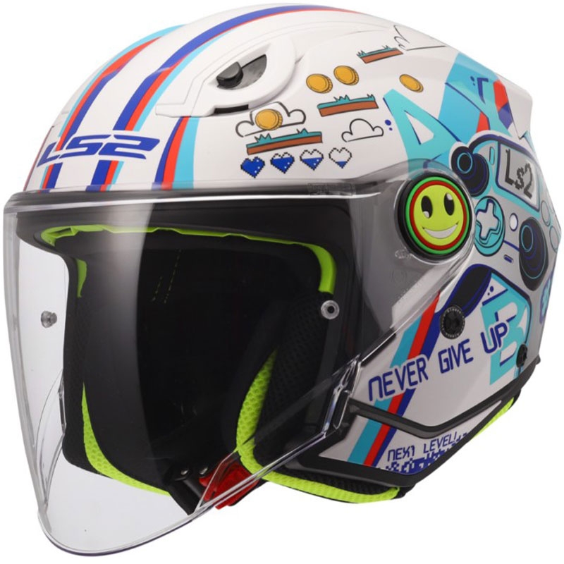 Cască de motocicletă deschisă pentru copii LS2 OF622 Funny II Next Lever alb lucios