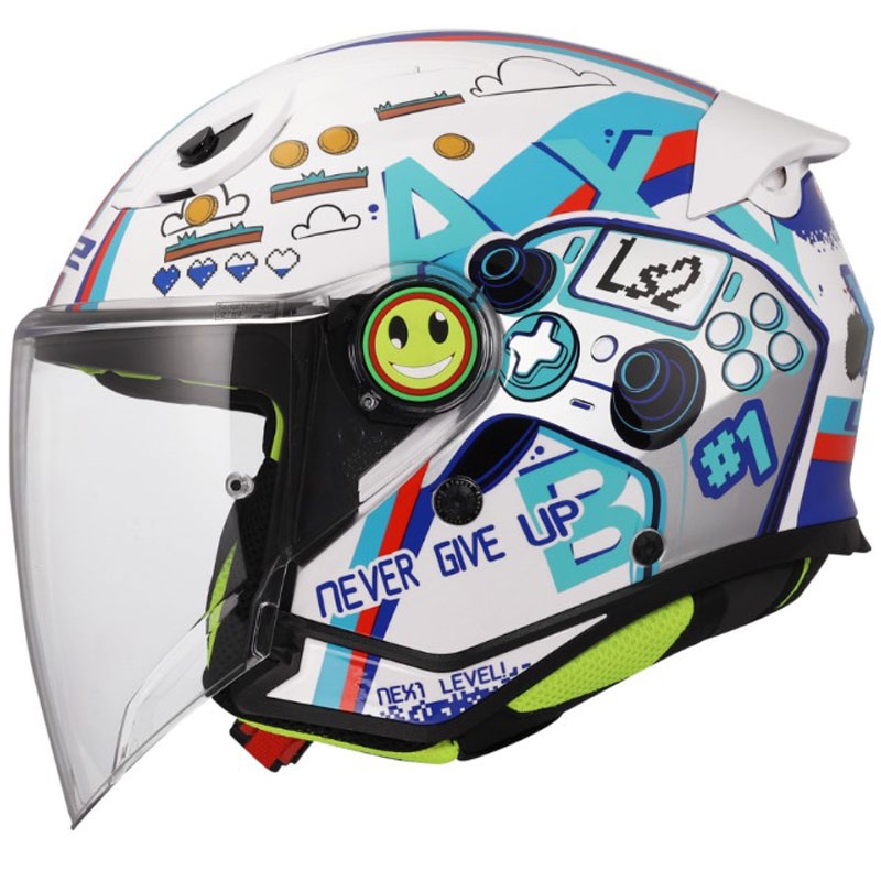 Cască de motocicletă deschisă pentru copii LS2 OF622 Funny II Next Lever alb lucios