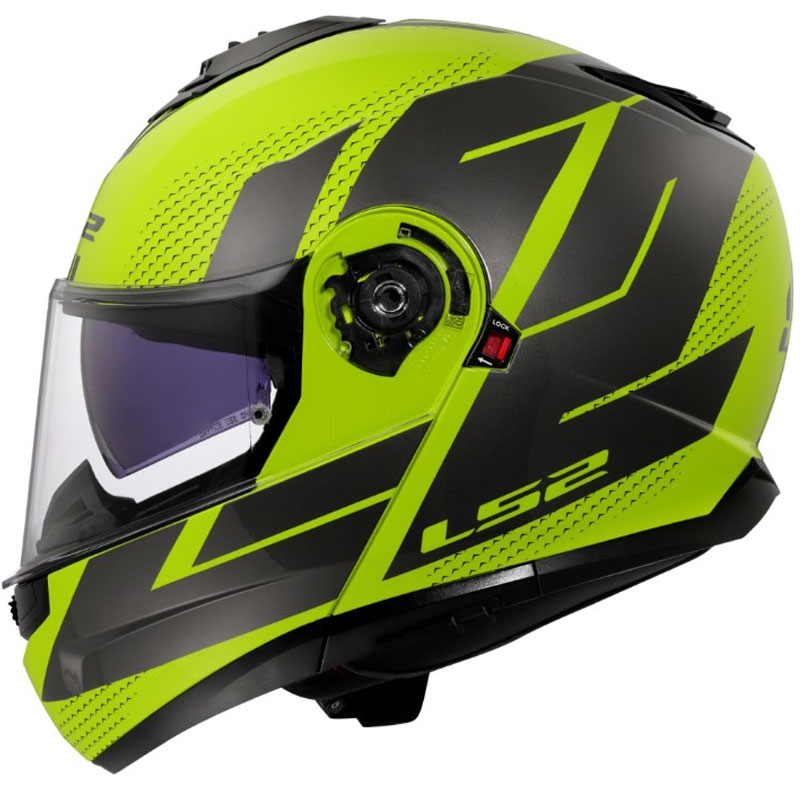 Cască modulară LS2 FF908 Strobe II Code, galben-negru fluo strălucitor