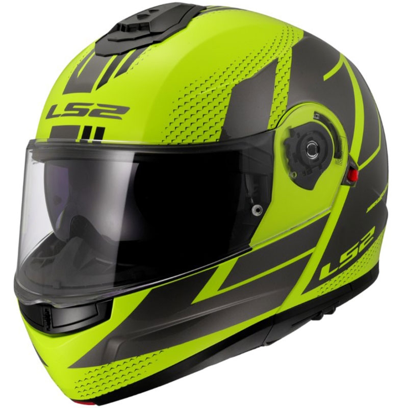 Cască modulară LS2 FF908 Strobe II Code, galben-negru fluo strălucitor