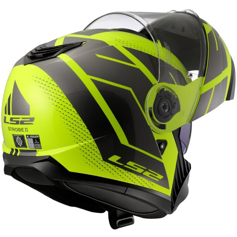 Cască modulară LS2 FF908 Strobe II Code, galben-negru fluo strălucitor