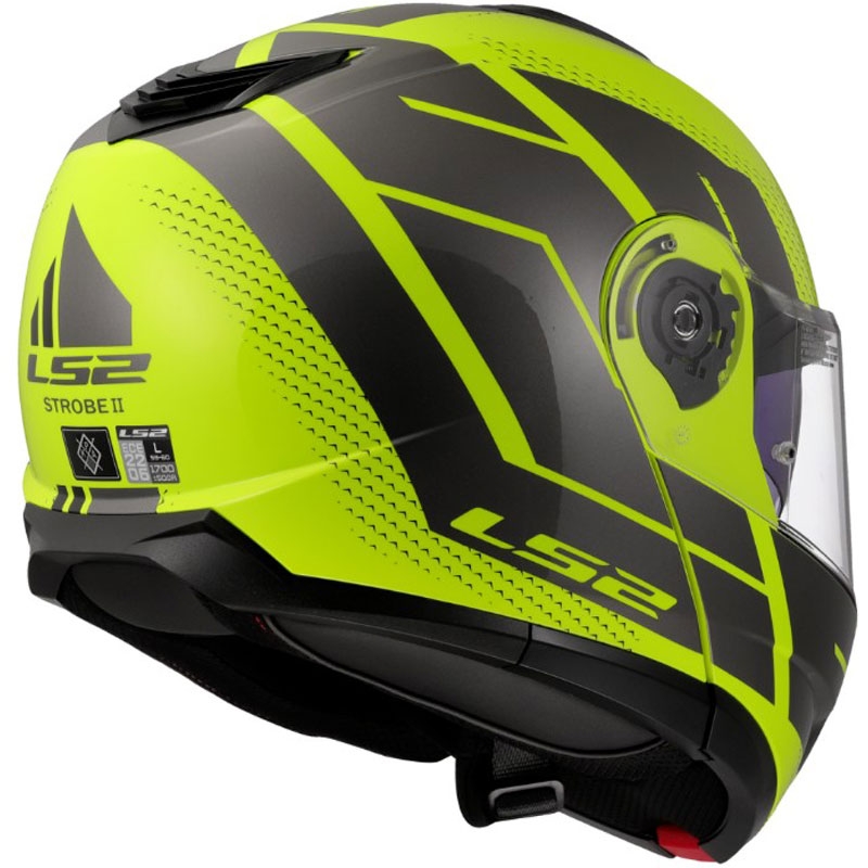 Cască modulară LS2 FF908 Strobe II Code, galben-negru fluo strălucitor