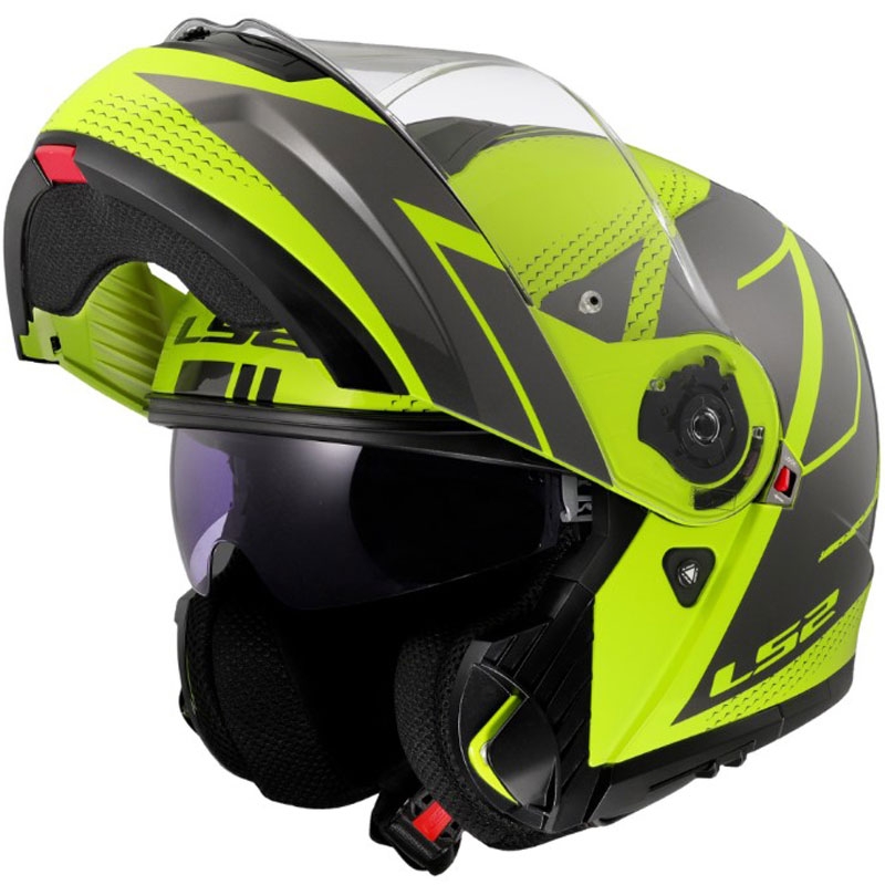 Cască modulară LS2 FF908 Strobe II Code, galben-negru fluo strălucitor