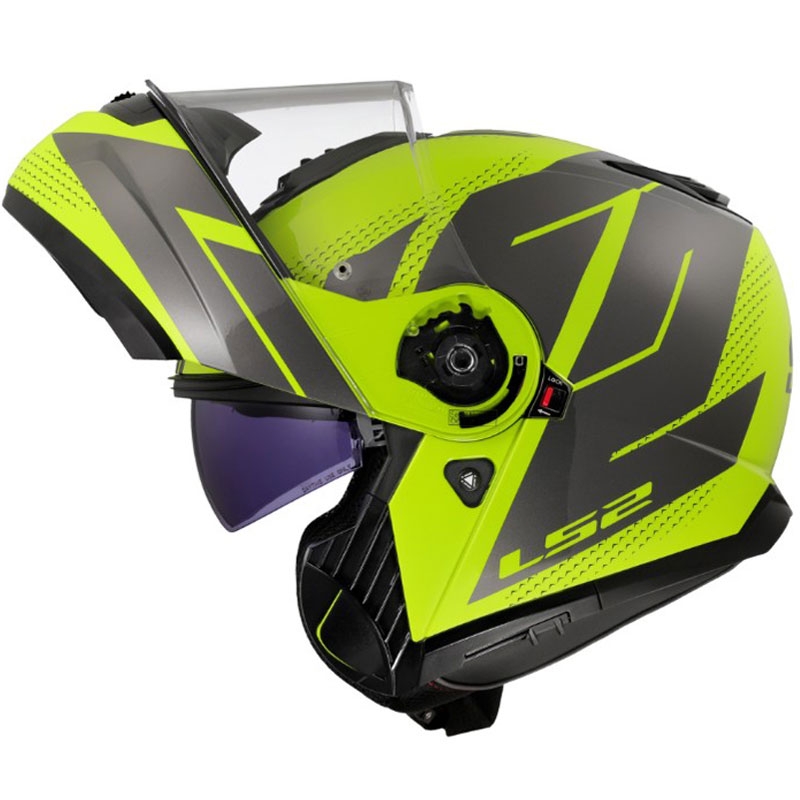Cască modulară LS2 FF908 Strobe II Code, galben-negru fluo strălucitor