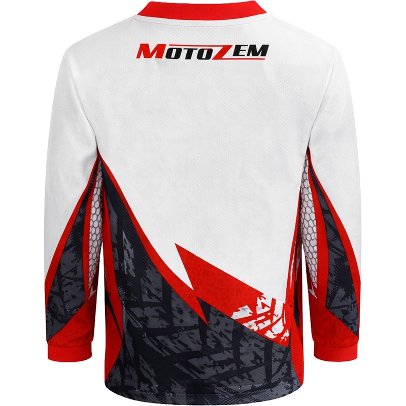 Tricou motocross copii MotoZem Ground MX alb-negru-roșu