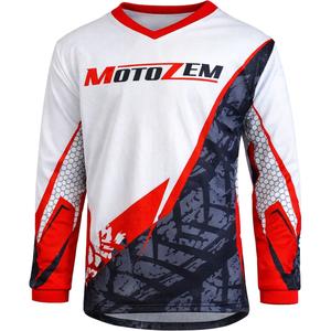 Tricou motocross copii MotoZem Ground MX alb-negru-roșu