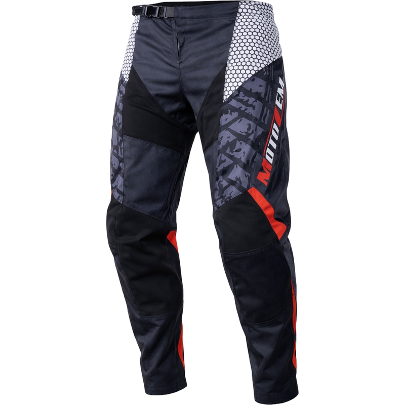 Pantaloni motocross MotoZem Ground MX negru-alb-roșu