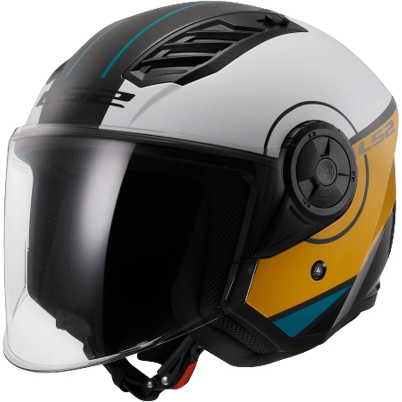 Casca moto deschisa LS2 OF616 Airflow II Husa alb-maro lucios