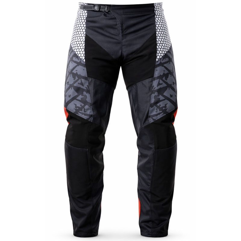 Pantaloni motocross MotoZem Ground MX negru-alb-roșu
