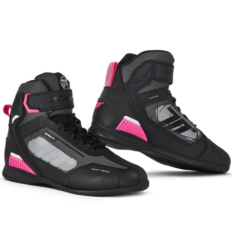 Cizme moto SEVENTY DEGREES SD-BR2 Veloce negru-roz