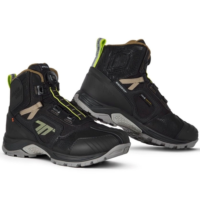 Cizme moto SEVENTY DEGREES SD-BA7 Stelvio Low negru-nisip-galben fluo