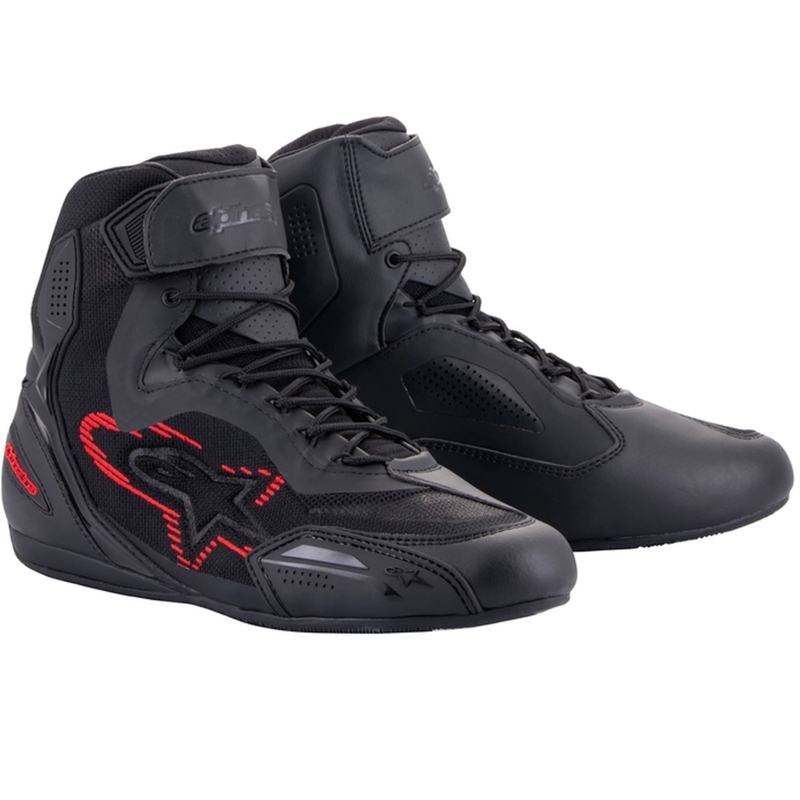 Cizme moto Alpinestars Faster-3 Rideknit negru-gri inchis-rosu