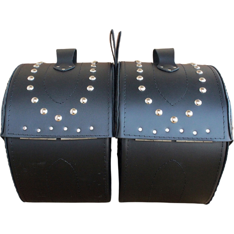 Genți de șa pentru motocicletă din piele cu nituri RSA S263B negre