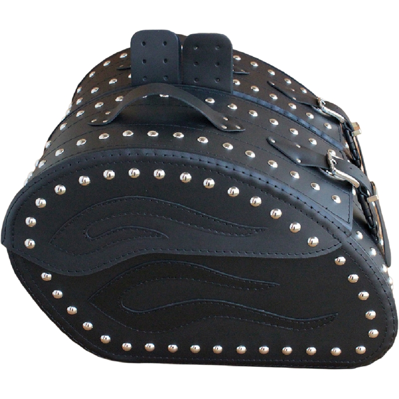 Genți de șa pentru motocicletă din piele cu nituri RSA S263B negre