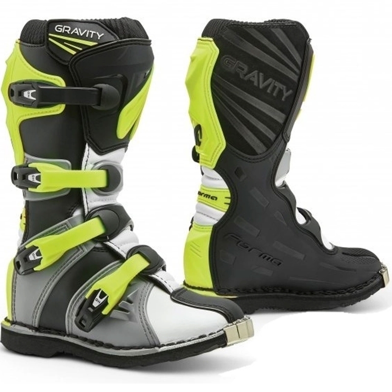 Cizme de motocicletă pentru copii Forma Gravity gri-alb-alb-galben-fluo
