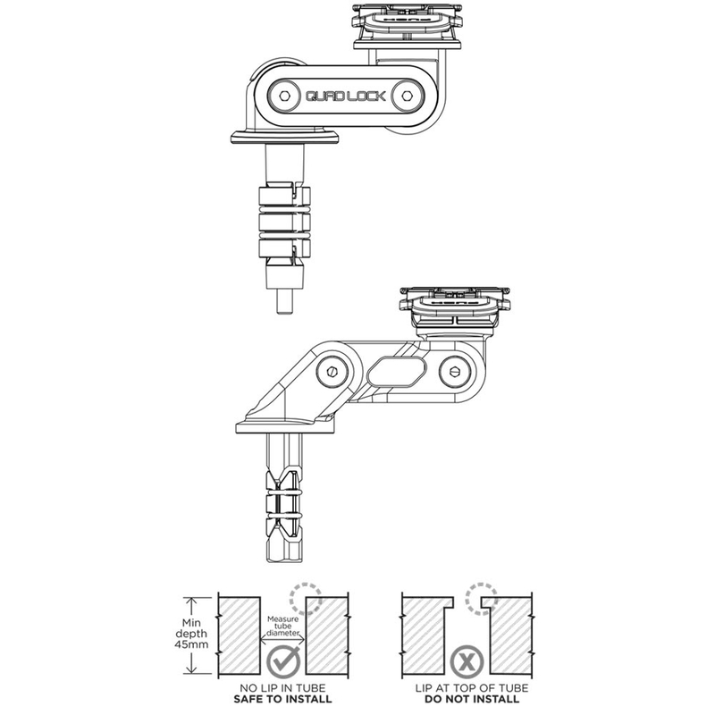 Suport coloană de direcție Quad Lock® negru