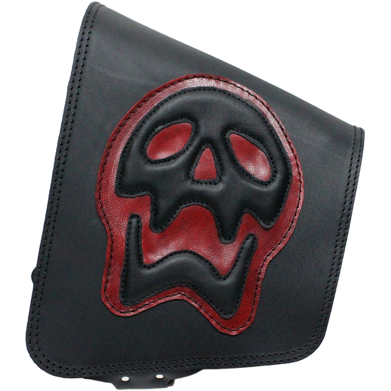Geantă de motocicletă din piele RSA S493 Skull HD Softail negru-roșu