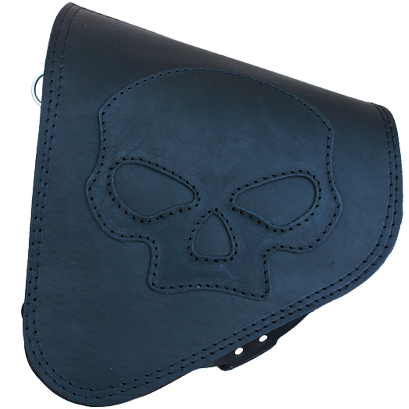 Geantă de motocicletă din piele RSA S63 Skull HD Softail neagră