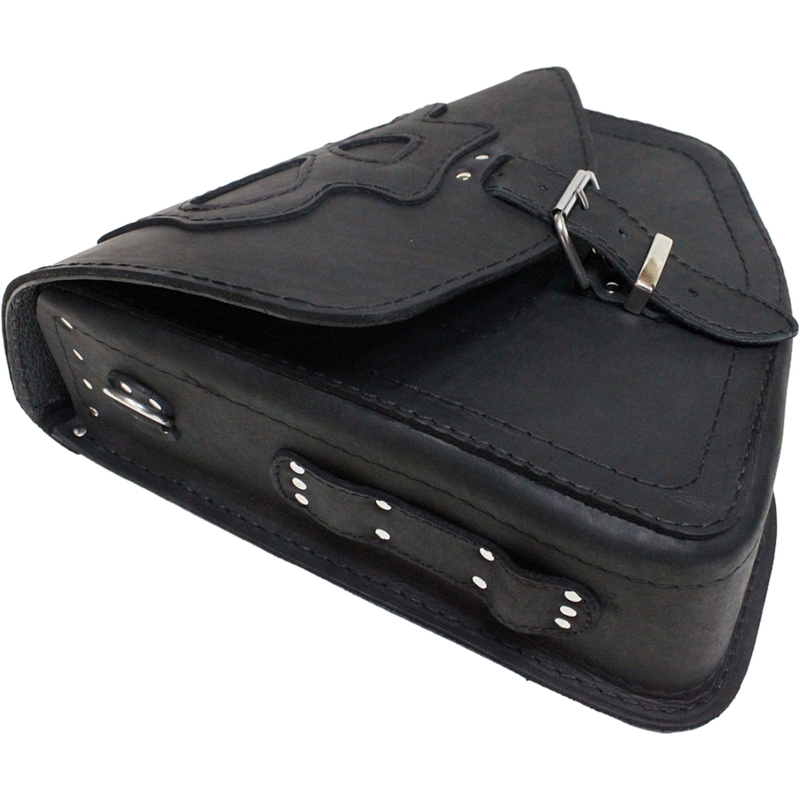 Geantă de motocicletă din piele RSA S66 Skull HD Softail neagră