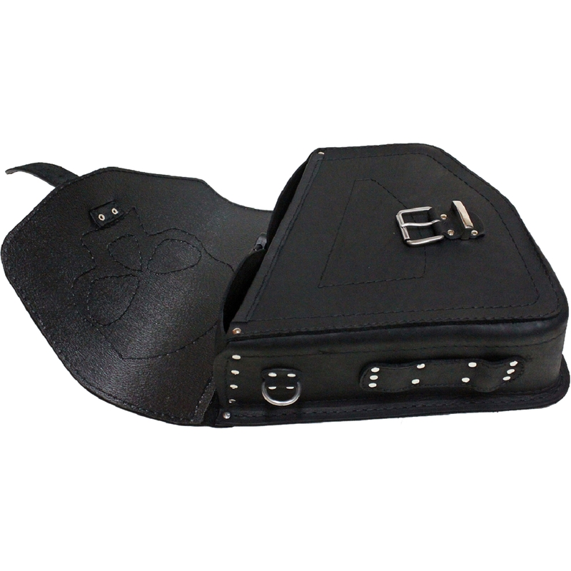 Geantă de motocicletă din piele RSA S66 Skull HD Softail neagră