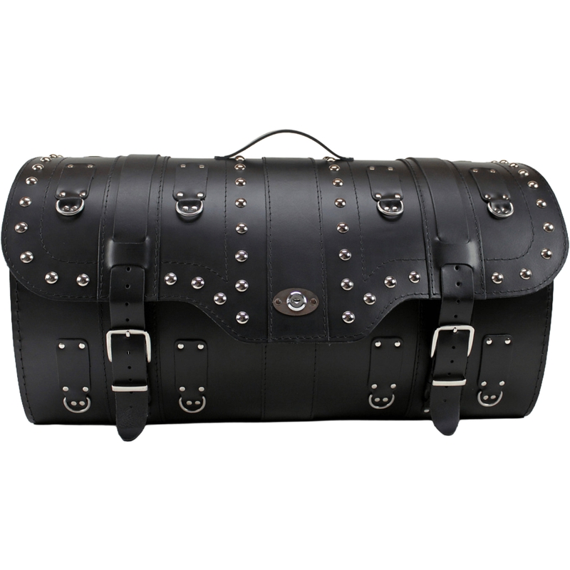 Geantă de motocicletă din piele cu încuietoare și nituri RSA K160 neagră