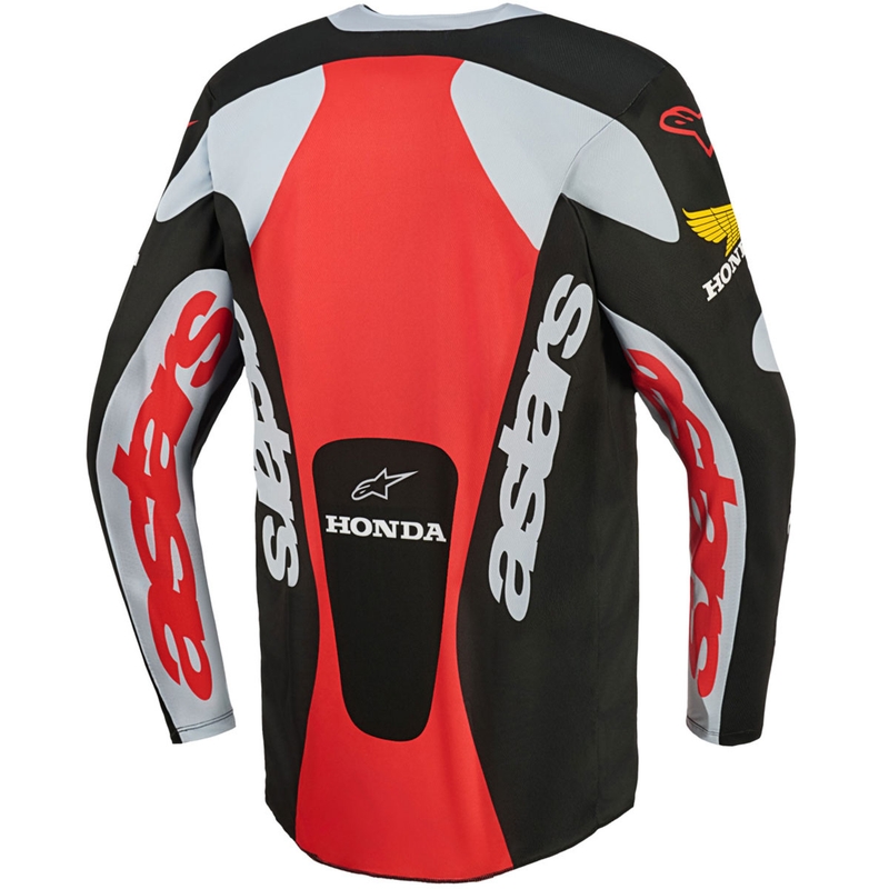 Tricou motocross Alpinestars Racer Veil Honda negru-gri-roșu-galben