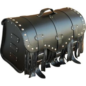 Geantă de motocicletă din piele cu încuietoare, nituri și franjuri RSA K155 neagră