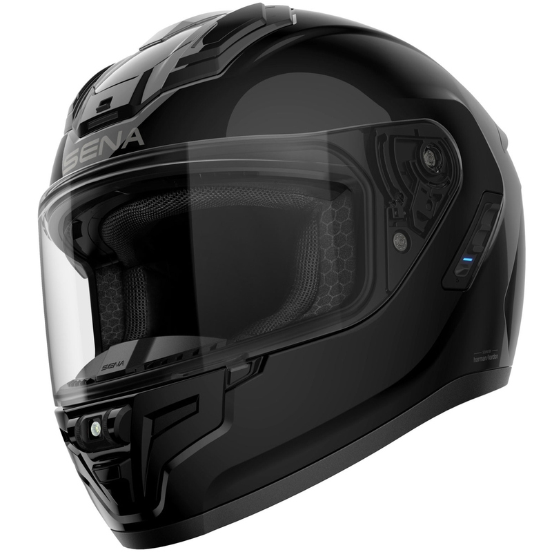 Cască integrală pentru motocicletă SENA Phantom cu căști din plasă, negru lucios