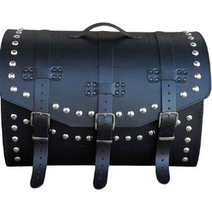 Geantă de motocicletă din piele cu încuietoare și nituri RSA K451 neagră